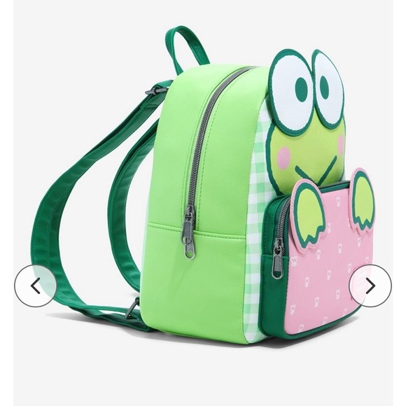 SOLDOUT 💕💚 New Sanrio Loungefly Keroppi Frog 3D Cosplay Gingham Mini Backpack 💕💚 - Picture 2 of 4